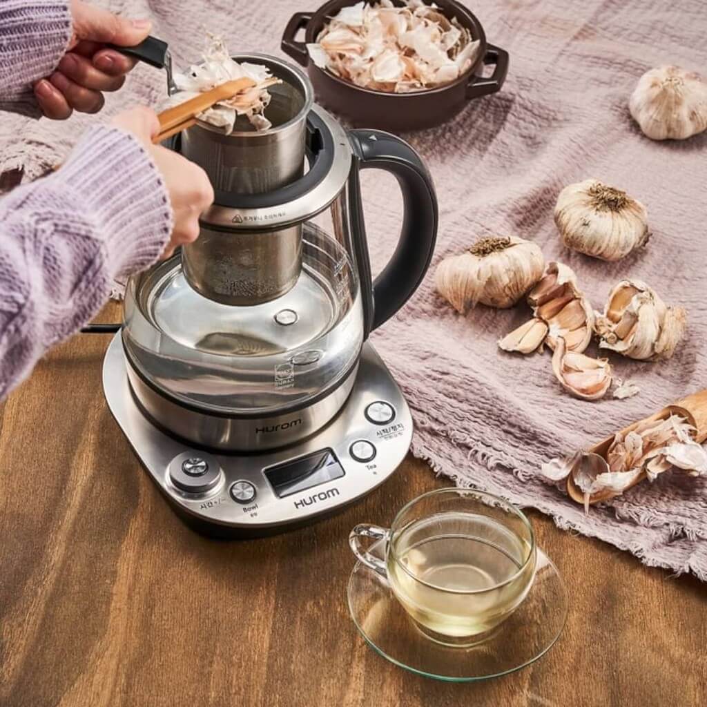 Máy chưng yến, pha trà Hurom Tea Master TM-P02FSS, thố thủy tinh 700 ml, giỏ pha trà inox, bảo hành 2 năm