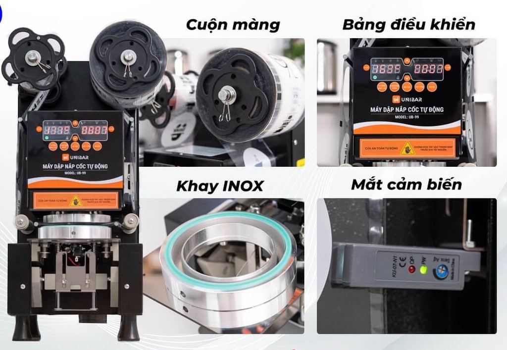 Máy dập nắp cốc tự động Unibar UB-99, bảo hành 2 năm