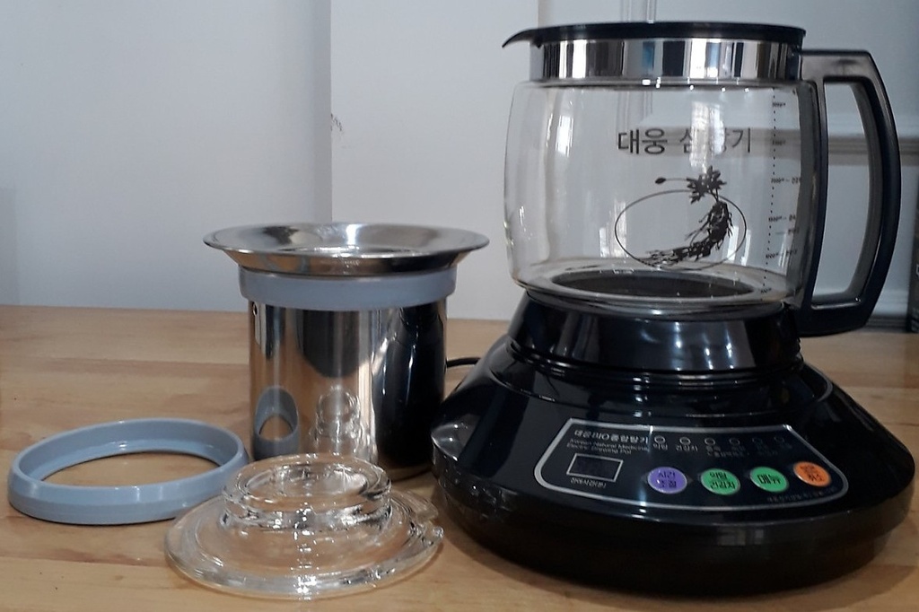 Ấm sắc thuốc Daewoong DW-790, sản xuất tại Hàn Quốc, bình thủy tinh 3,2 lít, giỏ inox, bảo hành 1 năm