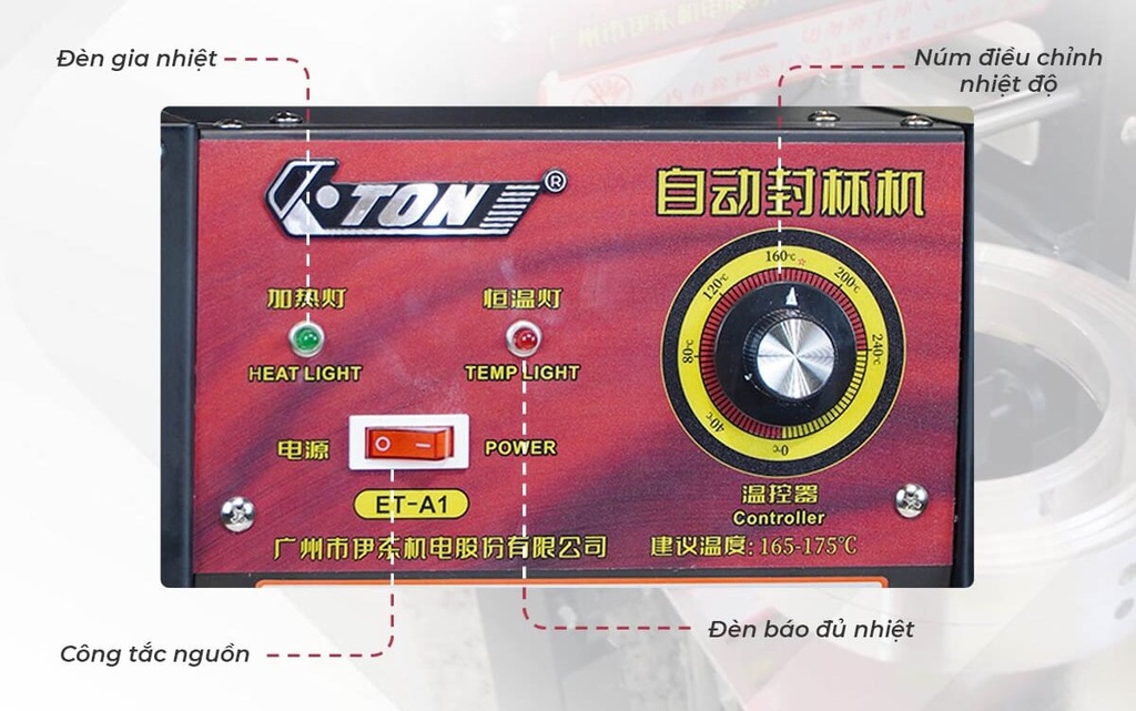 Máy dập nắp cốc bán tự động Eton ET-A1, bảo hành 2 năm