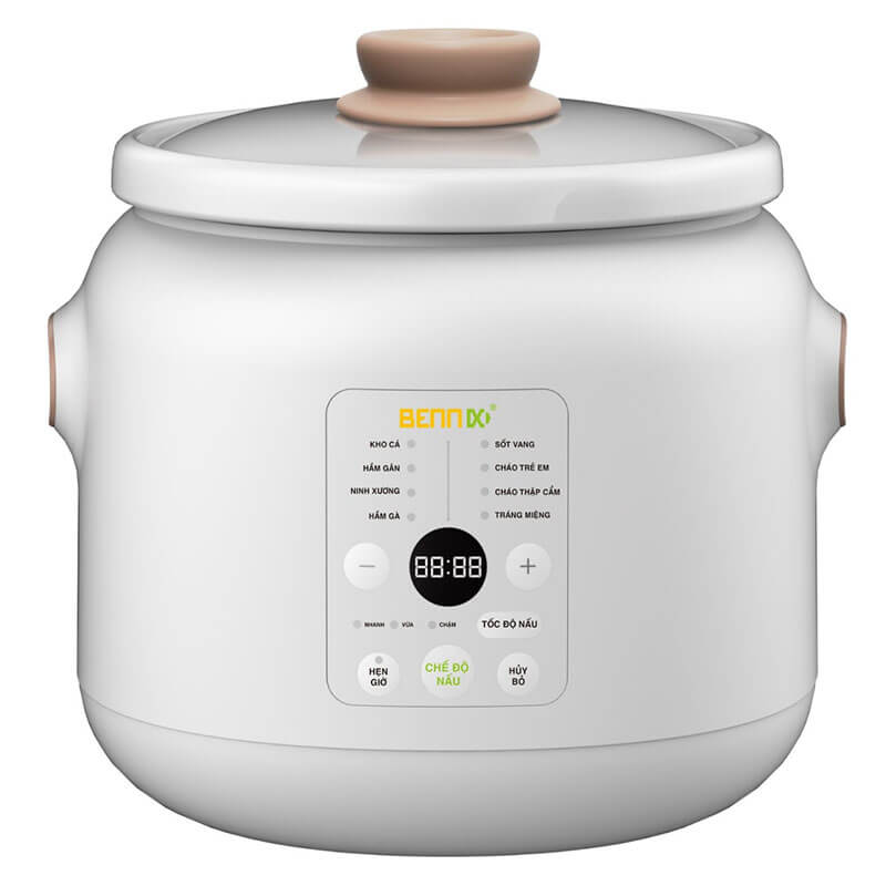 Nồi nấu chậm Bennix BN-30SLC, dung tích 3 lít, điều khiển điện tử tự ngắt khi hết thời gian, bảo hành 2 năm