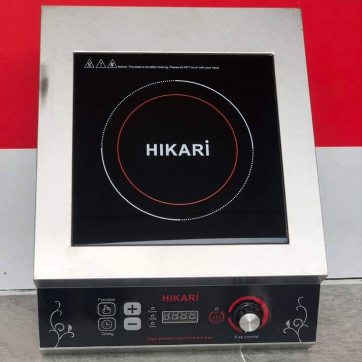 Bếp từ công nghiệp Hikari 5000w, khung thép không gỉ, mặt kính ceramic, bảo hành 2 năm