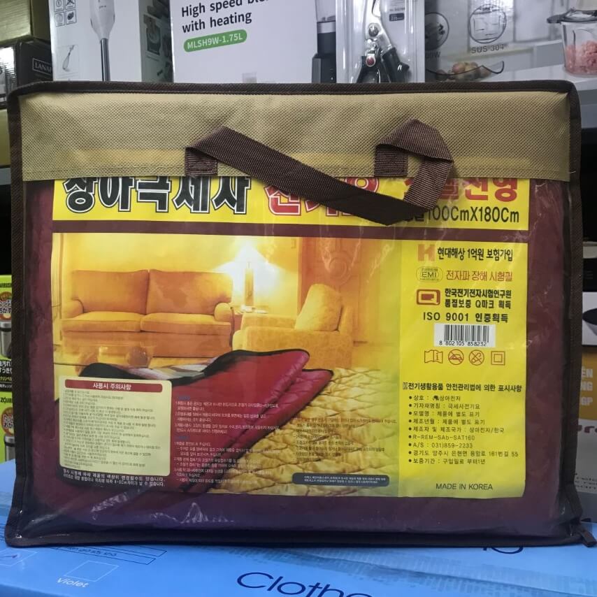 Đệm điện Sang A kích thước 180 x 100 cm, sản xuất tại Hàn Quốc, chất liệu nỉ nhung, bảo hành 3 năm
